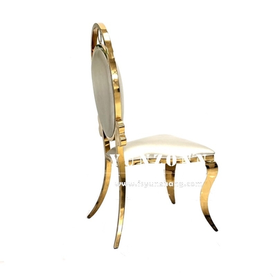 Golden Stainless Steel Event Party Chair White Leather Cheap Banquet Hall Chair