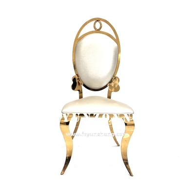 Golden Stainless Steel Event Party Chair White Leather Cheap Banquet Hall Chair