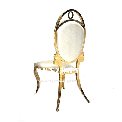 Golden Stainless Steel Event Party Chair White Leather Cheap Banquet Hall Chair