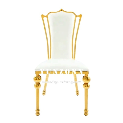 Hotel Restaurant Gold Luxury Throne Wedding Reception Chair Golden Stainless Steel Banquet Chair