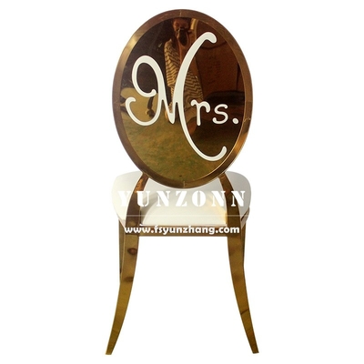 Luxury Gold Stainless Steel Round Back Mr & Mrs Bride and Groom Wedding Banquet Chair