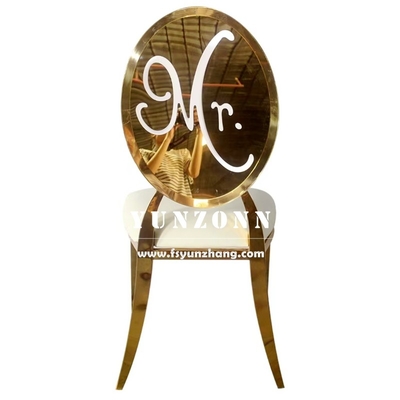 Luxury Gold Stainless Steel Round Back Mr & Mrs Bride and Groom Wedding Banquet Chair