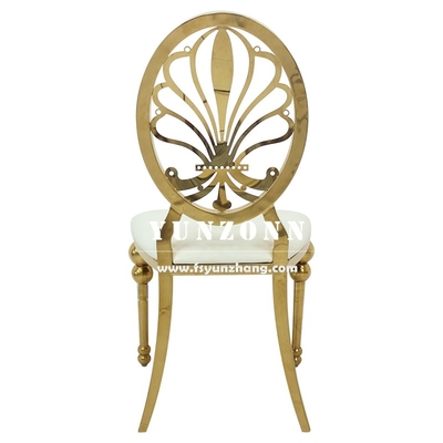 Banquet Metal Chair Event Party Rental Gold Flower Back Stainless Steel Hotel Wedding Chair