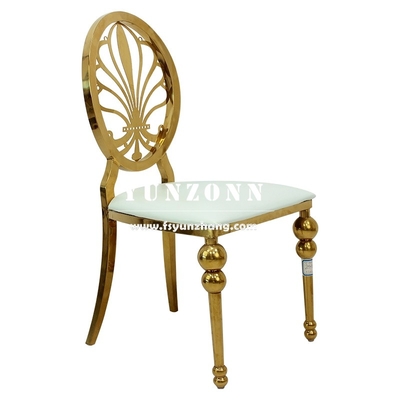 Banquet Metal Chair Event Party Rental Gold Flower Back Stainless Steel Hotel Wedding Chair