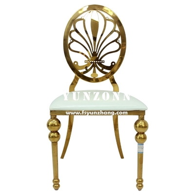 Banquet Metal Chair Event Party Rental Gold Flower Back Stainless Steel Hotel Wedding Chair