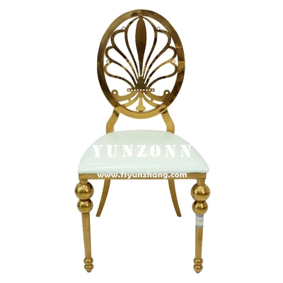 Banquet Metal Chair Event Party Rental Gold Flower Back Stainless Steel Hotel Wedding Chair