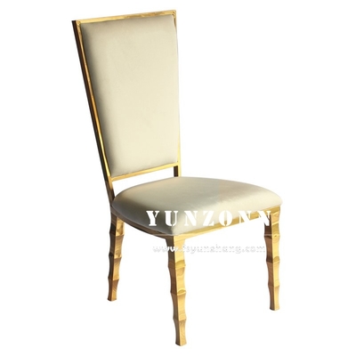 Unique Bamboo Shape Legs Hotel Banquet Chair Gold Stainless Steel Wedding Chair for Event Party Rental