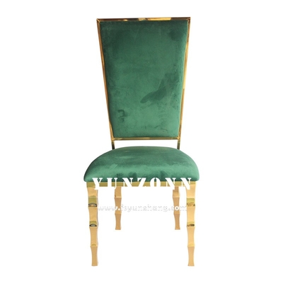 Unique Bamboo Shape Legs Hotel Banquet Chair Gold Stainless Steel Wedding Chair for Event Party Rental