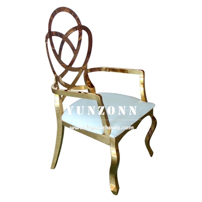 Fancy Wedding Furniture Rose Carved Back Hotel Restaurant Chair Gold Stainless Steel Banquet Chair