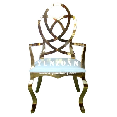 Fancy Wedding Furniture Rose Carved Back Hotel Restaurant Chair Gold Stainless Steel Banquet Chair