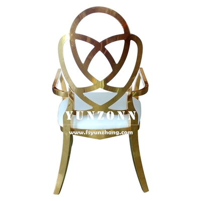 Fancy Wedding Furniture Rose Carved Back Hotel Restaurant Chair Gold Stainless Steel Banquet Chair