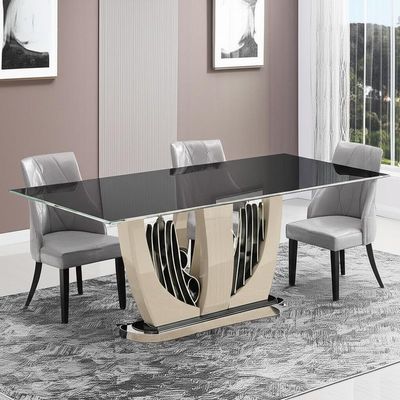 Elegant Luxury Modern Dining Tables With Glass Top Glossy Finish