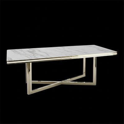 Metal Marble Dining Room Table With Craftsmanship Rectangular Shape