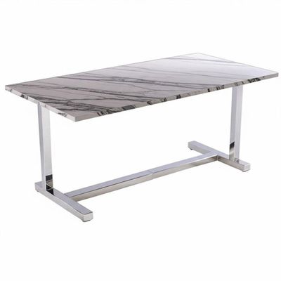 Metal Stainless Steel Rectangular Marble Table With 10mm Top Thickness