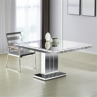 Polished Stainless Steel Dining Room Table With Glossy Finish
