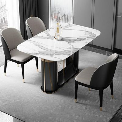 Polished Marble Top Luxury Modern Dining Tables For 4 People