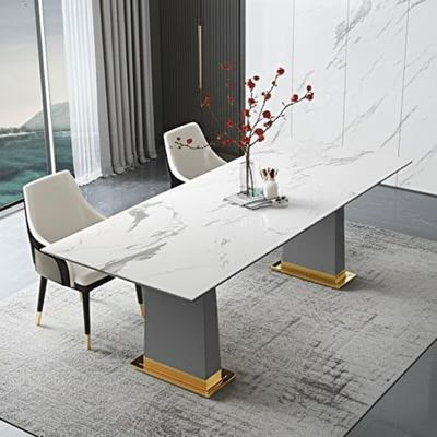 Stainless Steel Luxury Modern Dining Tables Top Material Marble