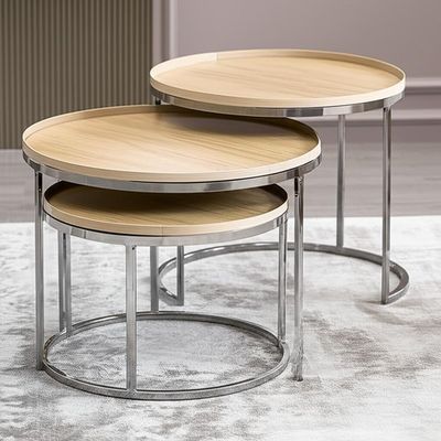 Indoor Furniture Coffee Table Round Stainless Steel Table Set For Living Room