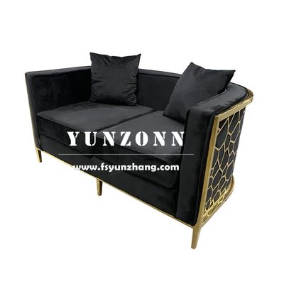 Mid Century Modern Loveseat with Stainless Steel Frame and Velvet Upholstery for Luxury Living Room