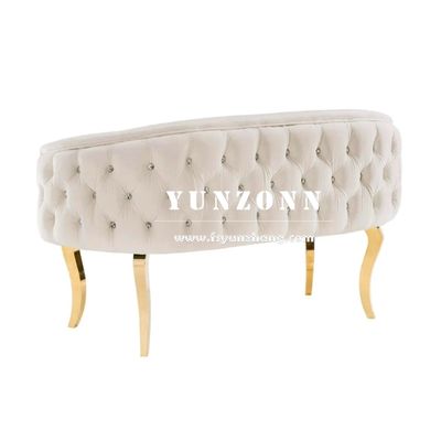 Modern Stainless Steel Love Seat Sofa with Velvet Fabric for Hotel and Wedding Events