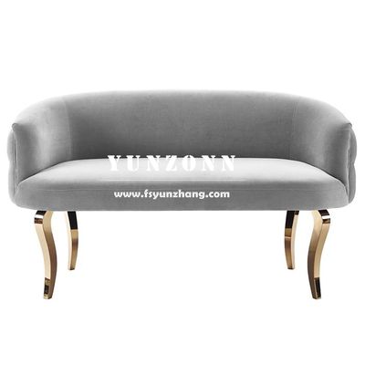 Modern Stainless Steel Love Seat Sofa with Velvet Fabric for Hotel and Wedding Events