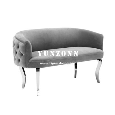 Modern Stainless Steel Love Seat Sofa with Velvet Fabric for Hotel and Wedding Events
