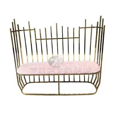 Royal Luxury Style High Back Gold Spiked Loveseat - Modern Chesterfield Wedding Sofa