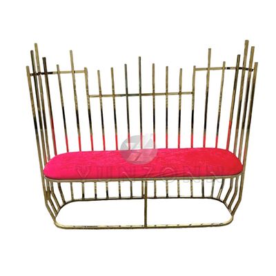 Royal Luxury Style High Back Gold Spiked Loveseat - Modern Chesterfield Wedding Sofa