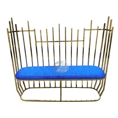 Royal Luxury Style High Back Gold Spiked Loveseat - Modern Chesterfield Wedding Sofa