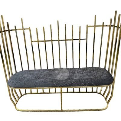 Royal Luxury Style High Back Gold Spiked Loveseat - Modern Chesterfield Wedding Sofa