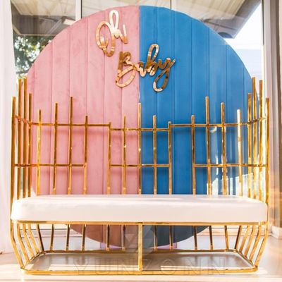 Royal Luxury Style High Back Gold Spiked Loveseat - Modern Chesterfield Wedding Sofa