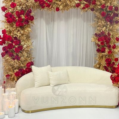 Modern Luxury Curved Sofa with Stainless Steel Frame and Velvet Fabric for Wedding and Party Decoration