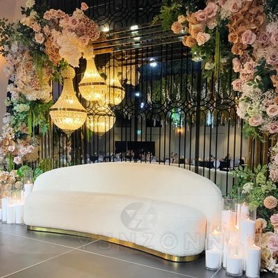 Modern Luxury Curved Sofa with Stainless Steel Frame and Velvet Fabric for Wedding and Party Decoration