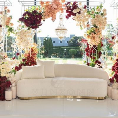 Modern Luxury Curved Sofa with Stainless Steel Frame and Velvet Fabric for Wedding and Party Decoration