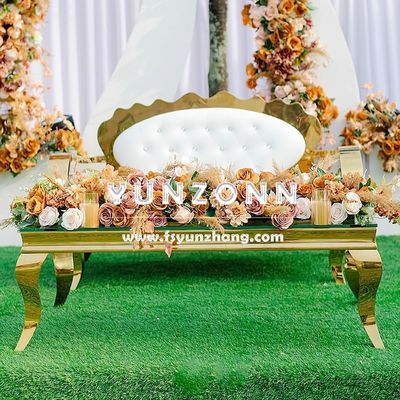 Gold Stainless Steel Sun Flower Back Sofa with Customizable Size for Living Room and Hotel