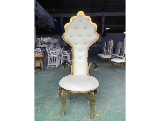 Magnificent Furnishings White Bridal Chair Wedding Banquet Chair High Back Stainless Steel