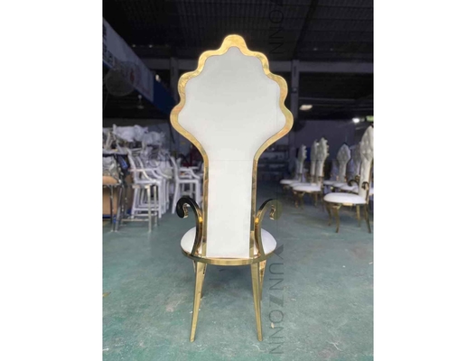 Magnificent Furnishings White Bridal Chair Wedding Banquet Chair High Back Stainless Steel