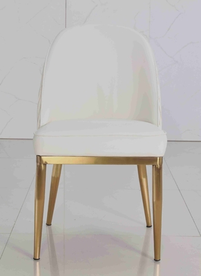 White Velvet Fabric Padded Dining Room Chairs Simple Series Gold Stainless Steel Frame