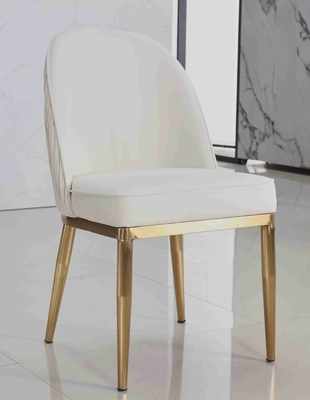 White Velvet Fabric Padded Dining Room Chairs Simple Series Gold Stainless Steel Frame