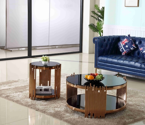 Modern Luxury Stylish Tea Table Gold Round Coffee Table Set Living Room Furniture