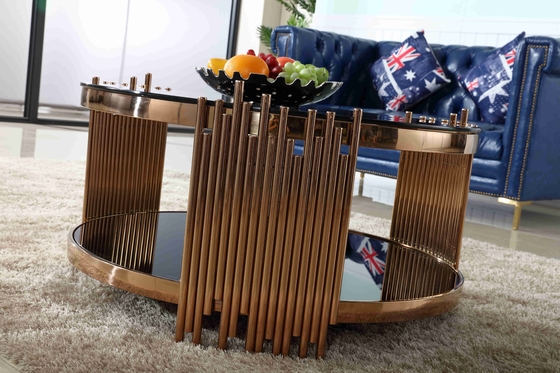 Modern Luxury Stylish Tea Table Gold Round Coffee Table Set Living Room Furniture