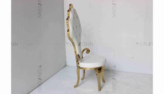 White PU wholesale bride and groom wedding stainless steel gold high chair