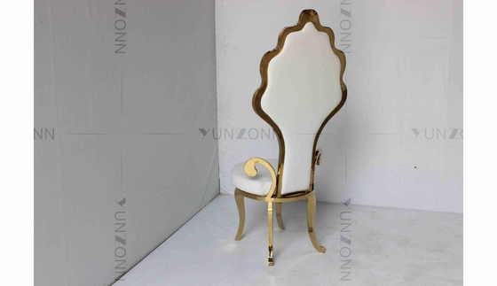 White PU wholesale bride and groom wedding stainless steel gold high chair