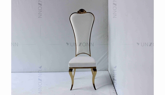 White PU wholesale bride and groom wedding stainless steel gold high chair