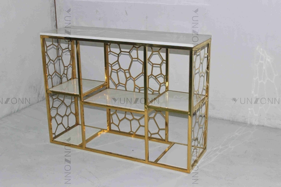Antirust Stainless Steel Console Table Tubular Stylish Tea Table Decorative For Living Room