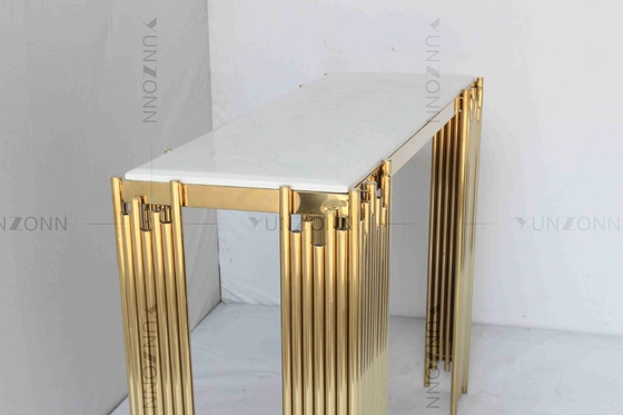 Tubular Modern White And Gold Console Table Wall Cabinet Shelf Luxury Furniture