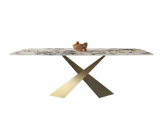 Bright Rock Board Small Apartment Dining Table Chair Sets Nordic Modern Light Luxury Bronze Dining Room Set