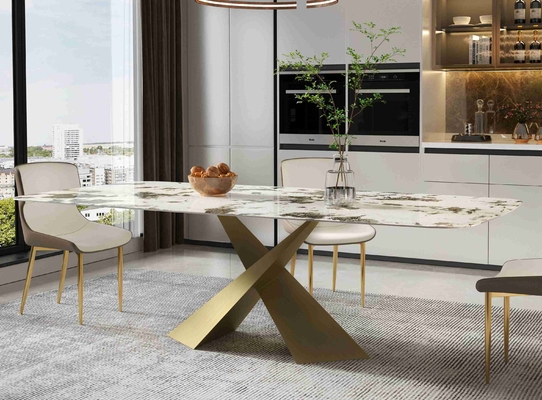 Bright Rock Board Small Apartment Dining Table Chair Sets Nordic Modern Light Luxury Bronze Dining Room Set