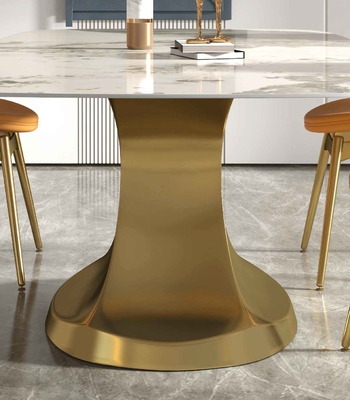 201 Stainless Steel Gold Collection luxury dining table 6 seater Shaped Base Living Room