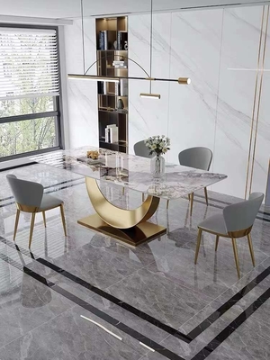 Modern Rectangular Dining Table Chair Sets Nordic Marble Top Dining Set
